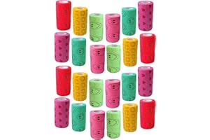 PRAIRIE HORSE SUPPLY 3 Inch Vet Wrap Tape Bulk (Smile Pattern in Yellow, Red, Teal, Neon Green, Neon Pink and Pink with Red Heart Pattern) (Pack of 24) Self Adhesive Adherent Adhering Flex Bandage Grip Roll Dog Cat