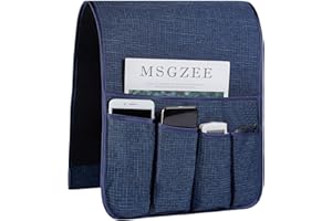 FLYILY Sofa Armrest Organizer Non-Slip Arm Chair Hanging Caddy Remote Control Holder for Magazine, Phone, Books, Glasses(Navy,13in)