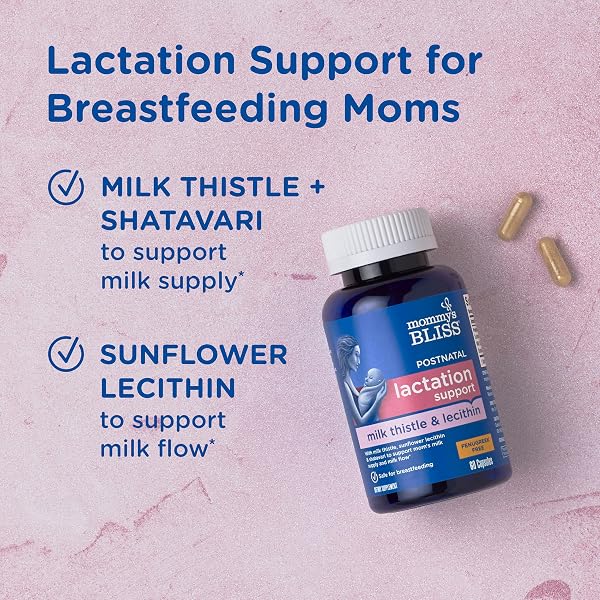 MOMMY’S BLISS POSTNATAL LACTATION SUPPORT, CONTAINS MILK THISTLE, SHATAVARI, AND LECITHIN, 1 BOTTLE (60 CAPSULES)