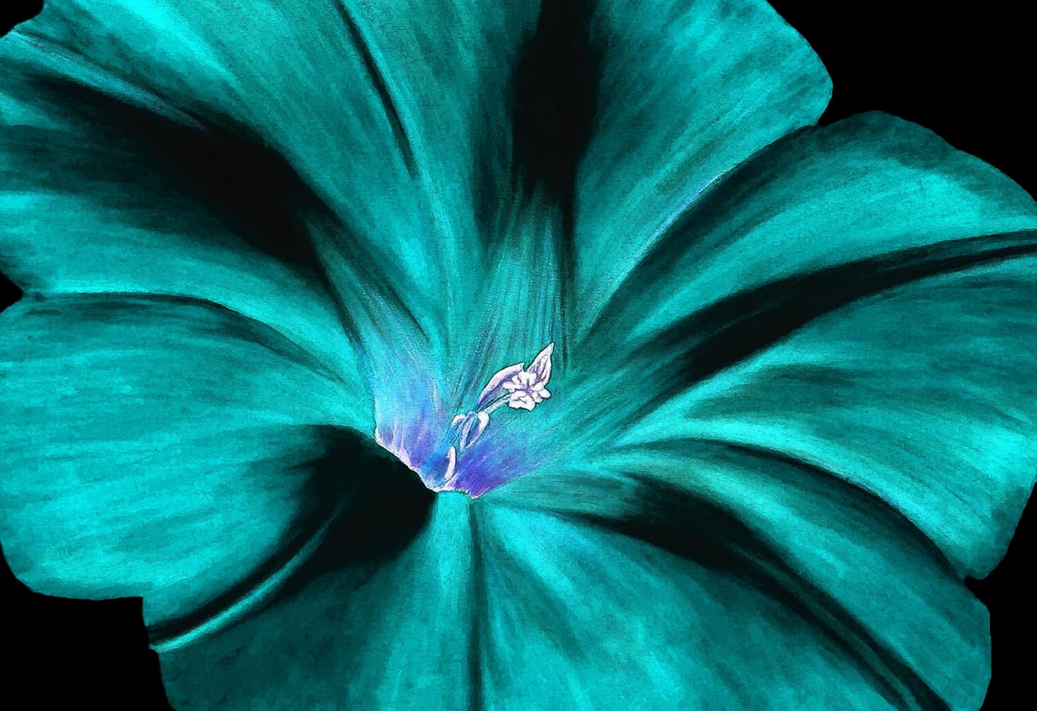 LARGE FLORAL CANVAS ART TURQUOISE FLOWER PAINTING 30 X 20 INCHES READY