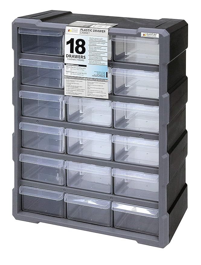 Quantum Storage Systems Pdc 12bk Clear Plastic Drawer Cabinet 12