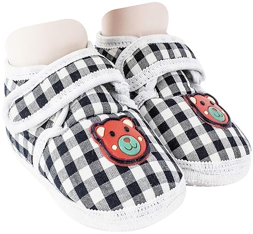 plaid baby booties