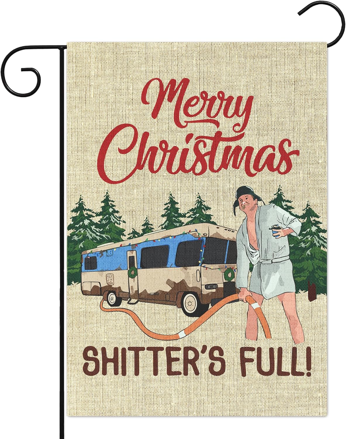 Flags - D1resion Merry Christmas Garden Flag Funny Shitter’s Full Decorations Burlap Yard Flags Vertical Double Sided Print House Flag Winter Xmas Holiday Home Decor for Outdoor Courtyard Lawn 12.4 X 18.4 in