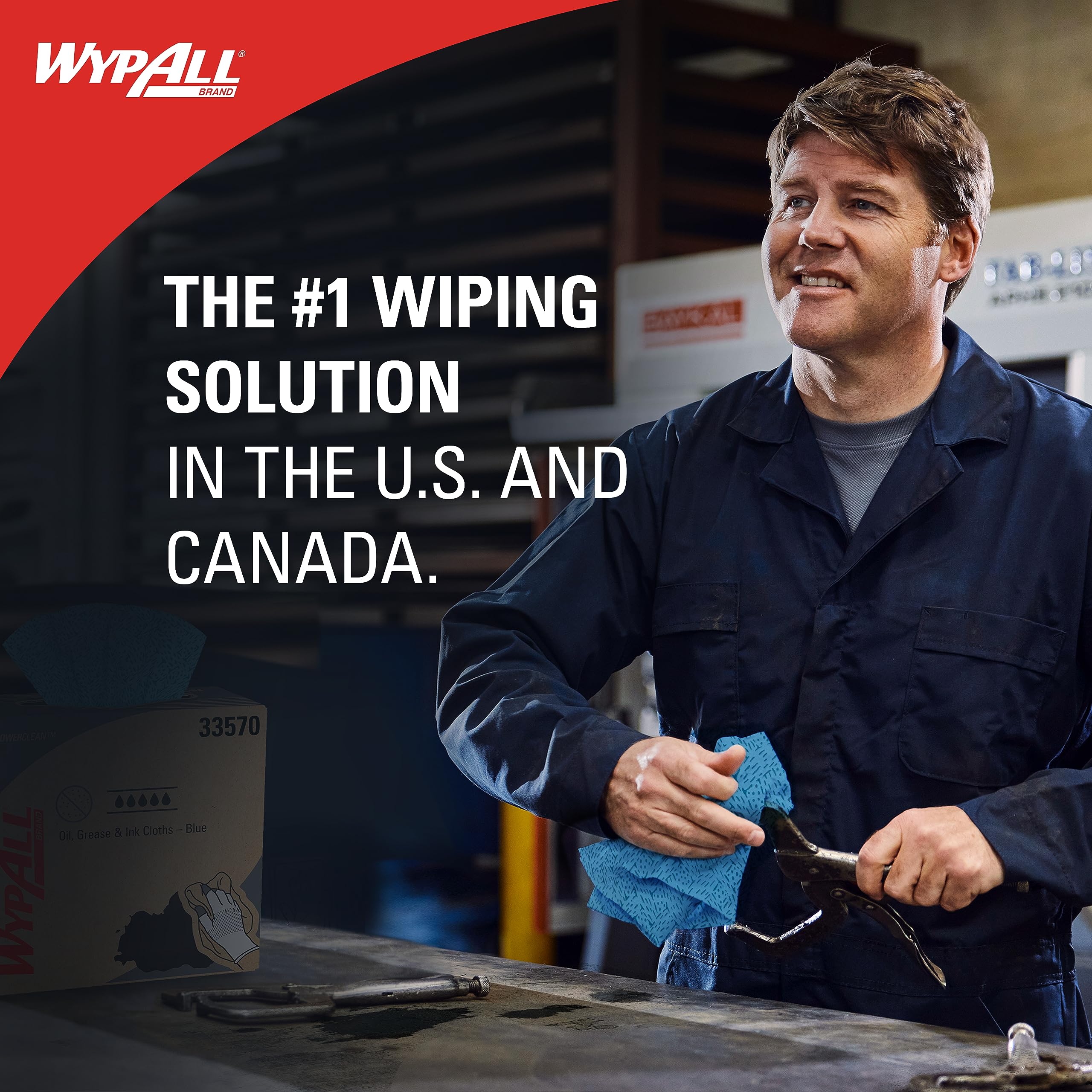 WypAll Oil, Grease & Ink Cloths (33560), Quarterfold, Lint-Free Wipes, Blue (8 Packs of 66 Sheets, 528 Sheet Total)