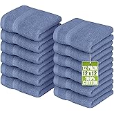 Utopia Towels 12 Pack Premium Wash Cloths Set, 12 by 12 Inches, 100% Cotton Ring Spun, Highly Absorbent and Soft Feel Essential Washcloths for Bathroom, Spa, Gym, and Face, Electric Blue