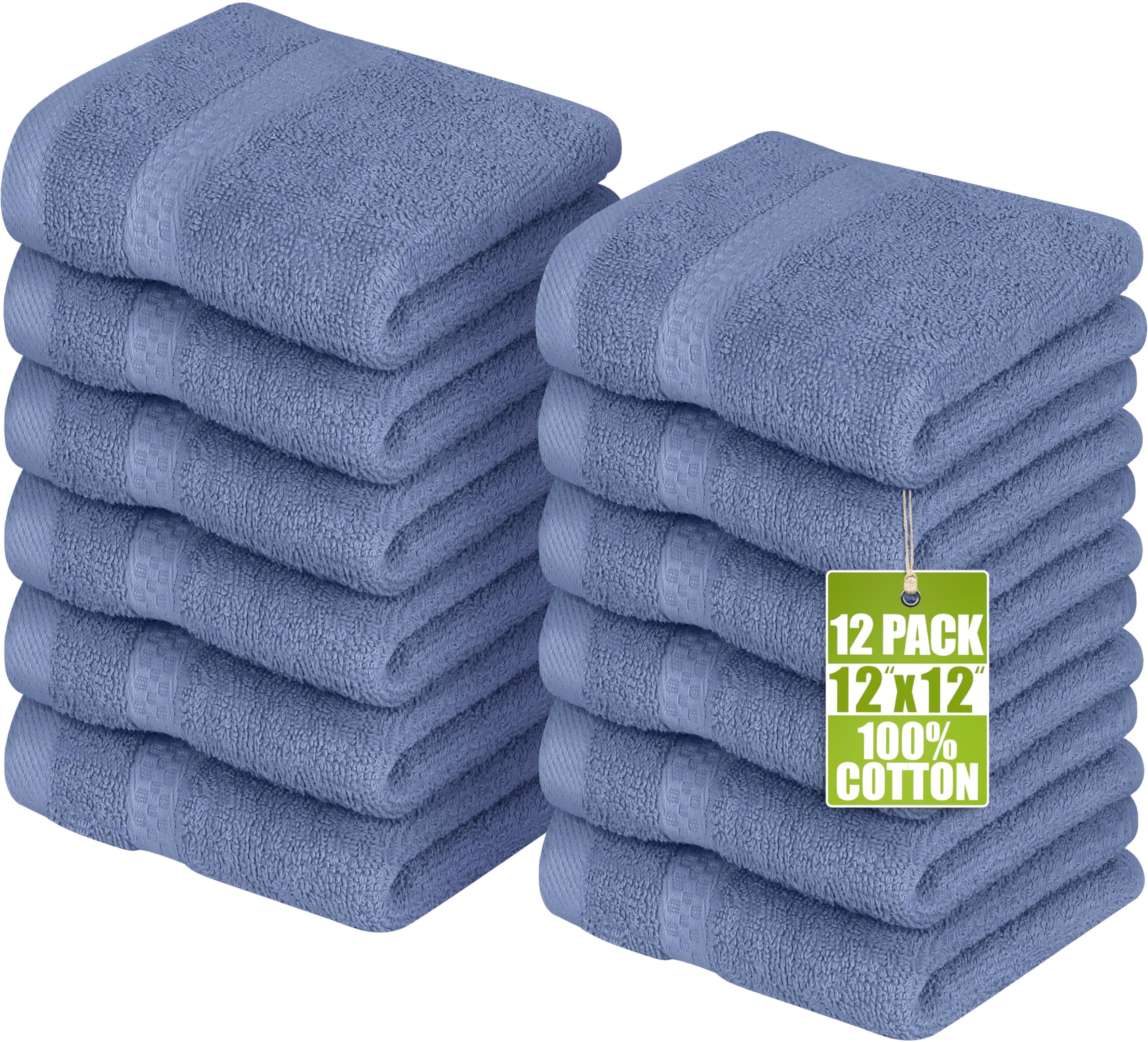 Utopia Towels [12 Pack Premium Wash Cloths Set Towel (12x12 Inches) 100% Cotton Ring Spun, Highly Absorbent and Soft Feel Essential Washcloths for Bathroom, Spa, Gym, and Face Towel (Electric Blue)