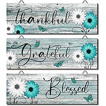 Amazon.com: Geetery 3 Pcs Thankful Grateful Blessed Wooden