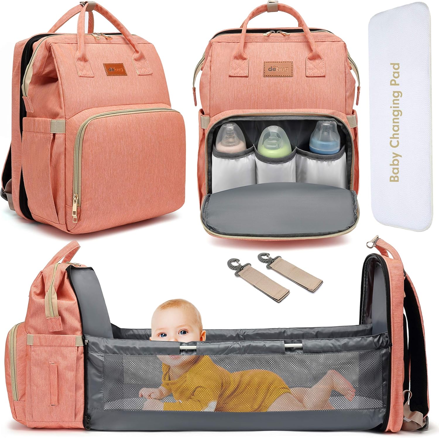 DEBUG Baby Diaper Bag Backpack with Changing Station Diaper Bags for