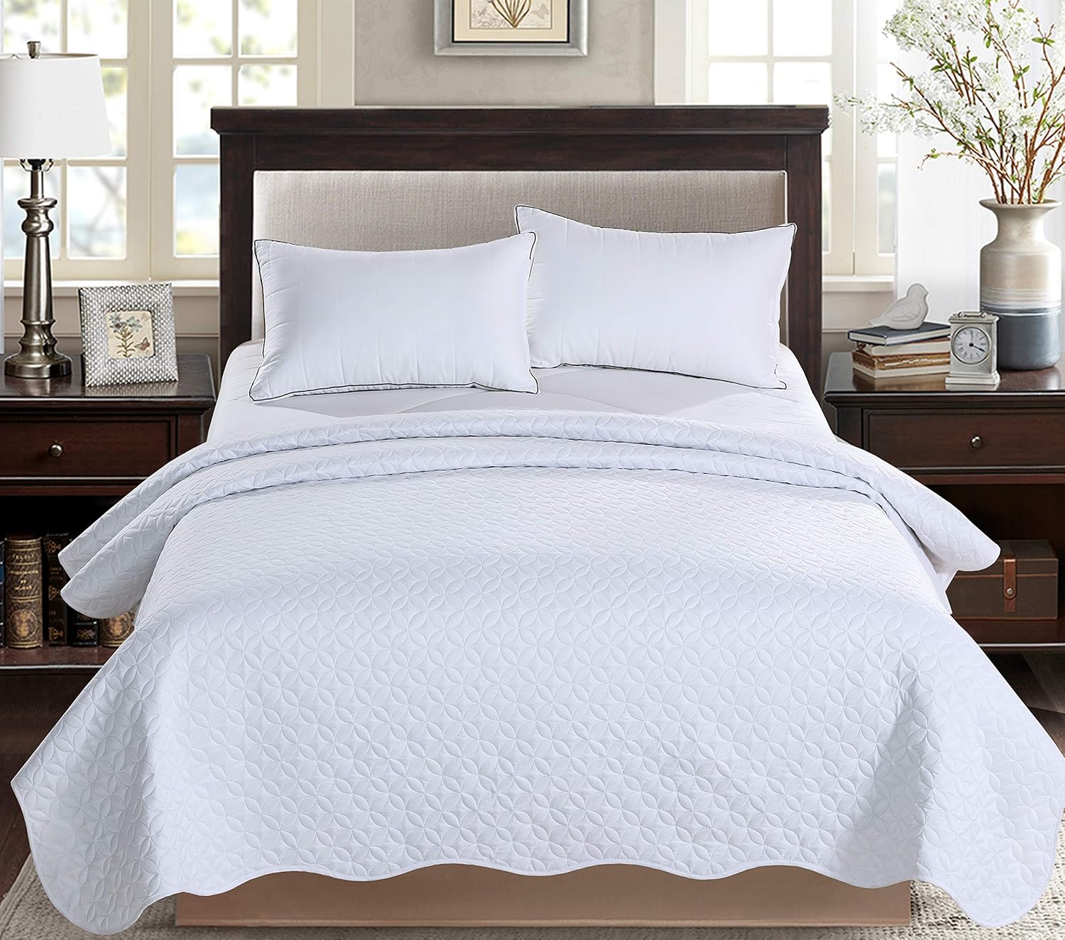 Buy AYASW Summer Lightweight Quilt Pinsonic Bedspread Coverlet Reversible (King White) Online at
