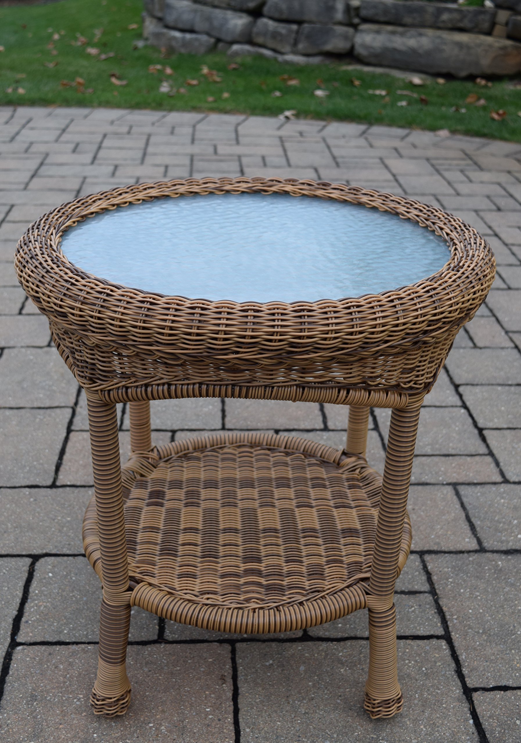 Oakland Living Resin Wicker End Table, 21Feet, Natural LAVORIST