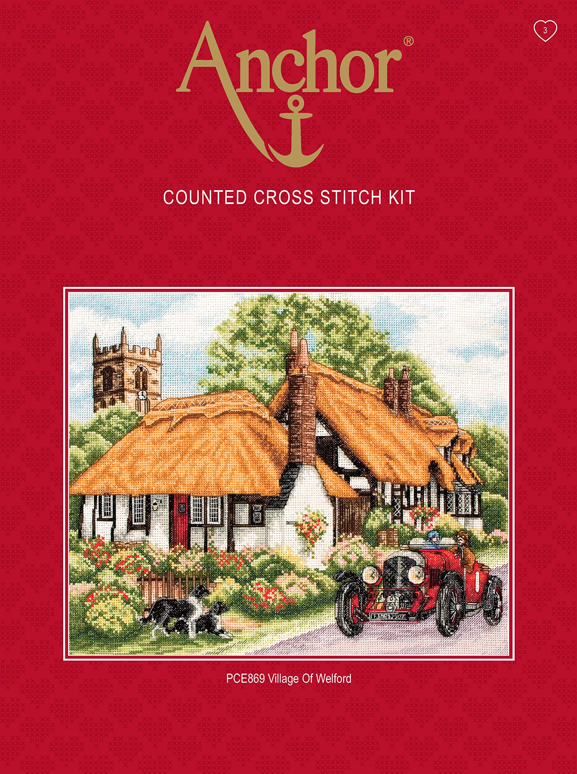 Anchor PCE869 Cross Stitch Kit: Village of Welford, Multi, 25 x 31cm