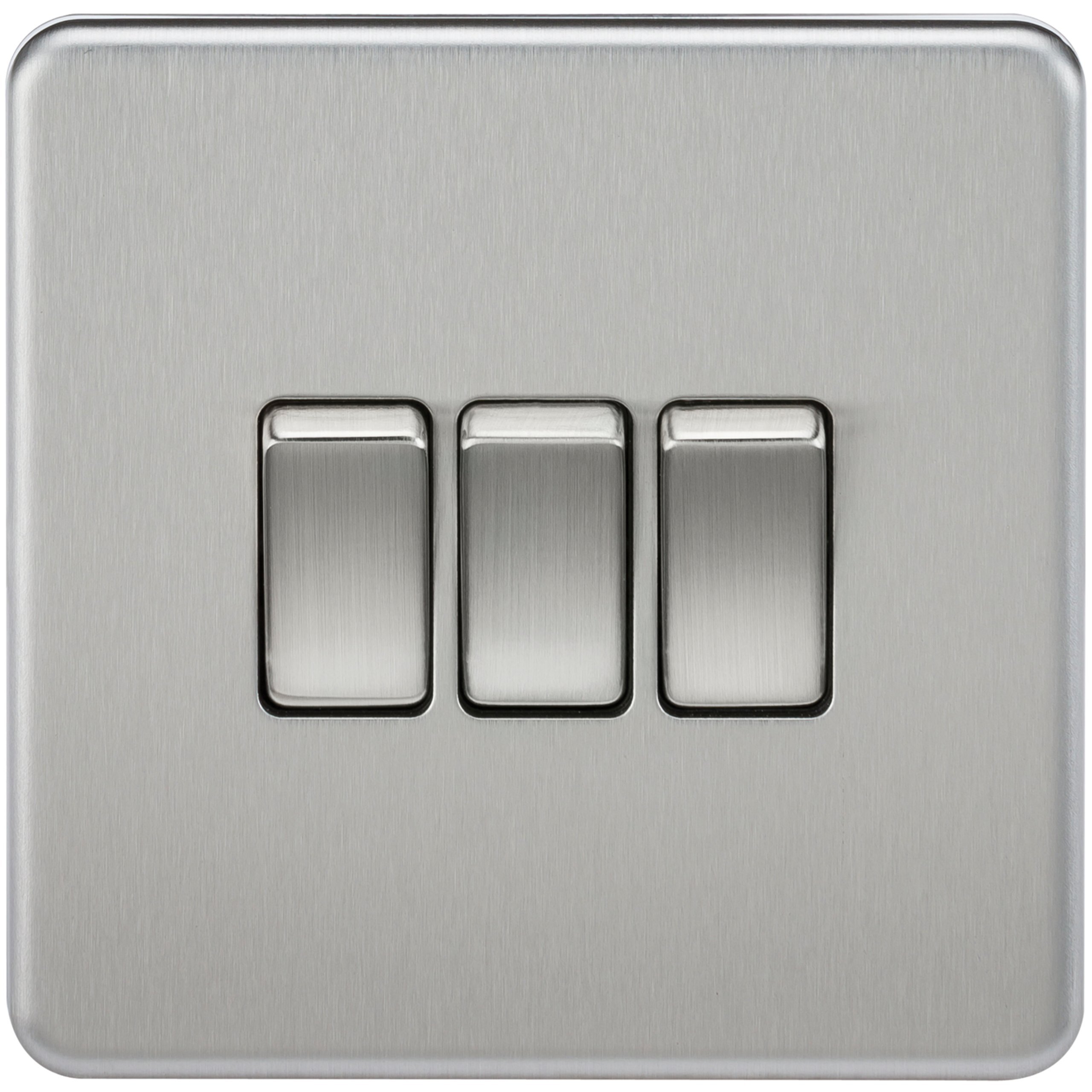 Knightsbridge SF4000BC Screwless 10 A 3-Gang 2 Way Switch, 32 W, 230 V, Brushed Chrome