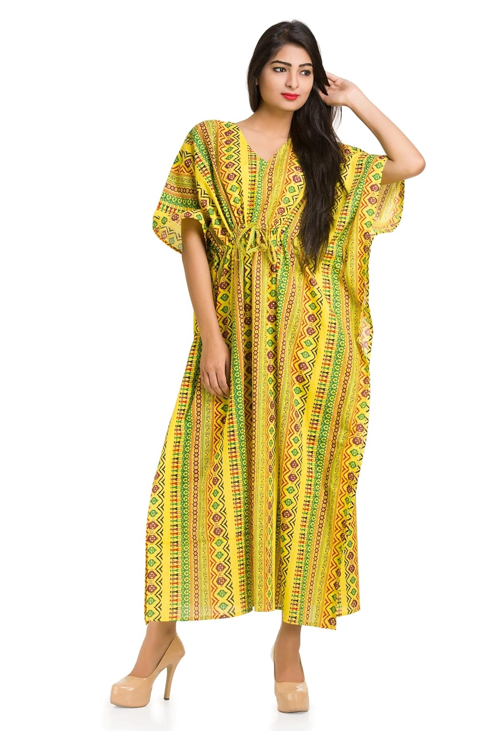 handicraft-palace women's cotton kaftan (kl-69_yellow_50)