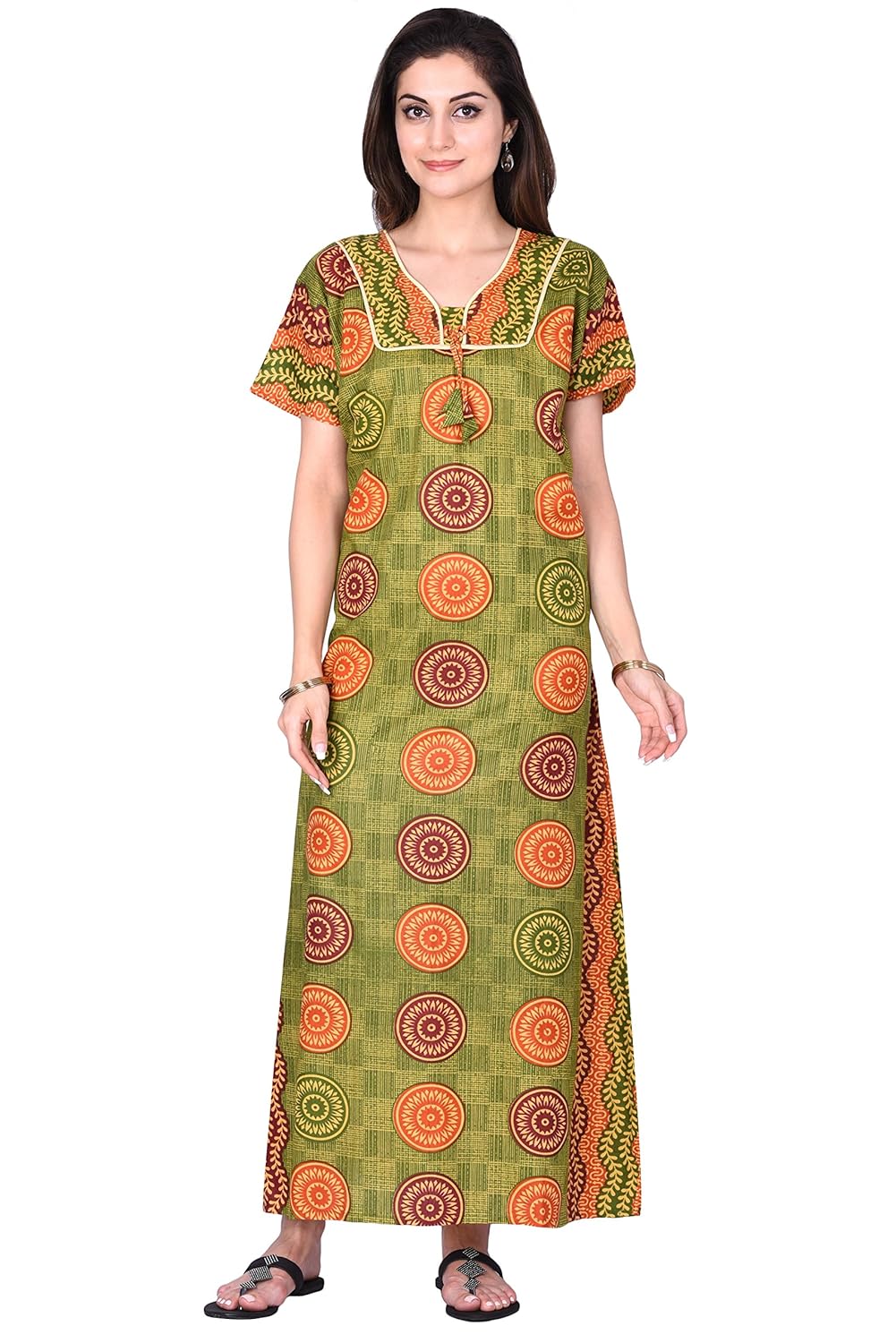 jisb cotton nighty with fancy neck,size xl