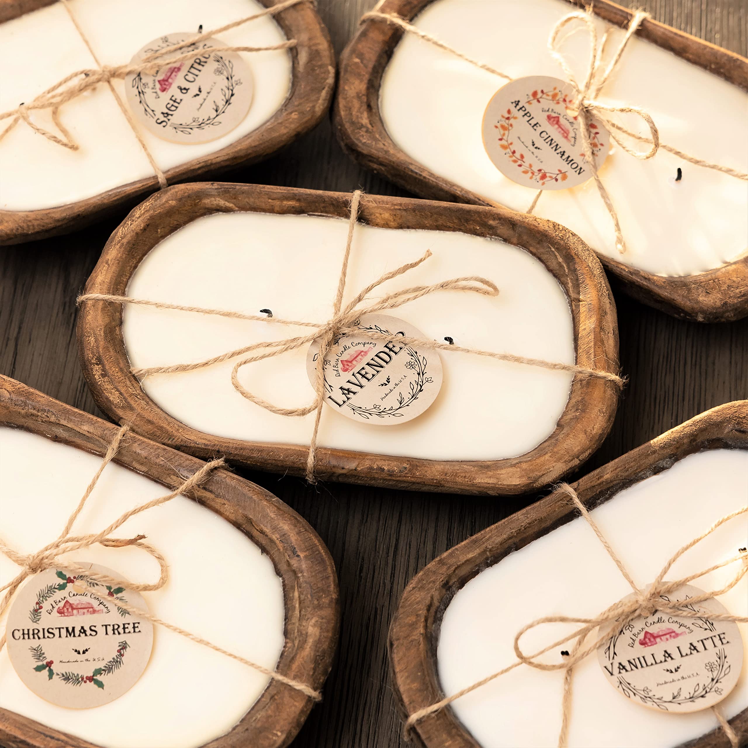 Photo 1 of Red Barn Candle Company Wood Dough Bowl Candles - 100% Natural Soy Wax & Essential Oil Infused - Odor Eliminating + Pet Safe - Scented Candle Gifts for Men & Women (Vanilla Latte, 3-Wick)