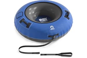 QPAU Snow Tube with Premium Canvas Cover for Kids and Adults, 48'' Inflatable Heavy Duty Snow Tube Made by Thickened Bottom, Sled Winter Outdoor Fun Toys for Children Boys Girls