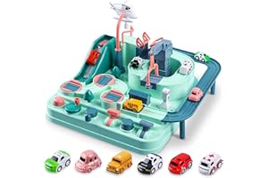 HONY Race Tracks for Boys Car Adventure Toys Gifts for 2 3 4 5 6 Year Old Boys Girls, Puzzle Car Tracks Playsets City Rescue Toy Preschool Educational Toys for Toddlers, Boys Toys Age 2 3 4 5 6 Kids Toys
