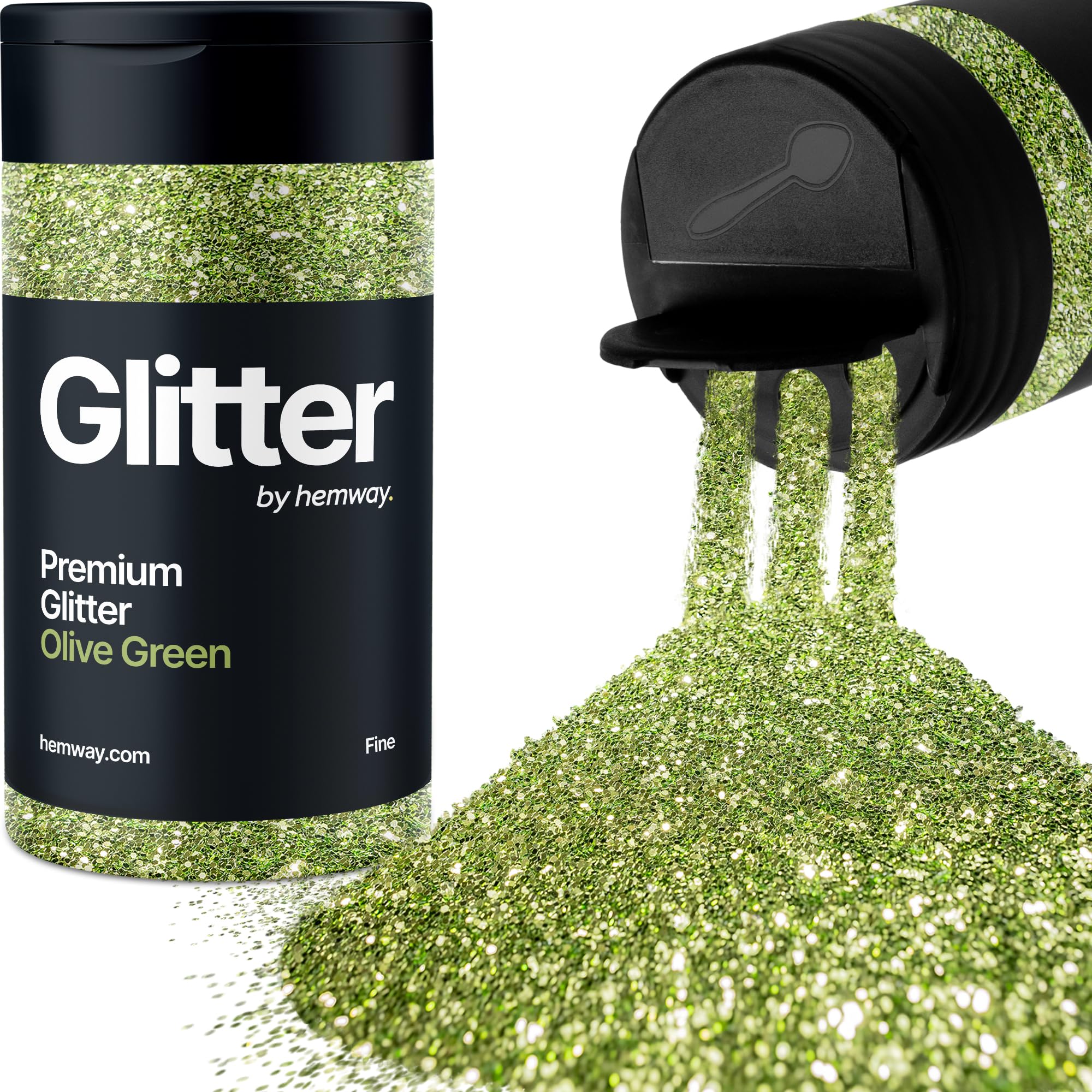 Olive Green Glitter Shaker, 130g Fine Glitter, Crafts 1/64" Metallic Flake Olive Green Sequins, Resin & Epoxy Crafts, Decorating, Halloween, Christmas Nail, Face, Hemway