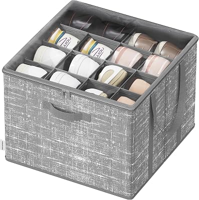 Organizador de Zapatos, para hasta 16 Pares, Caja para Guardar Zapatos, Asas, Tapa Transparente, para Armario Entrada Dormitorio, Gris Espadaña LSP601G01