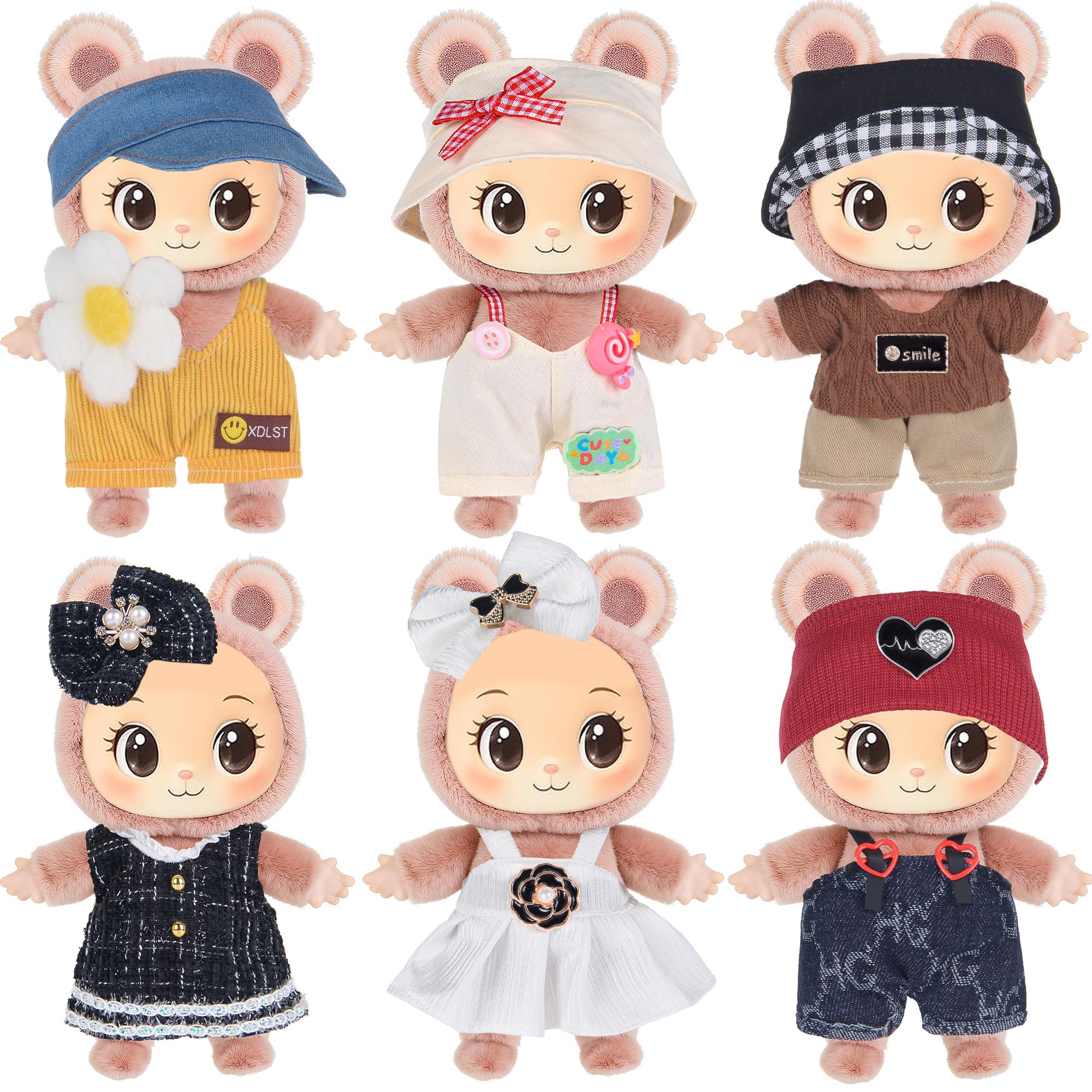 Total 6 Sets 17cm Dolls Clothes Dress and Accessories Include Outfits, Dresses-Soft & Stylish Costume Accessories (Doll and Glasses are Not Icluded)