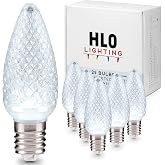 HLO Lighting Set of 25 Cool White C9 Faceted LED Christmas Light Bulbs for Indoor &amp; Outdoor Use | Durable Replacement Bulbs