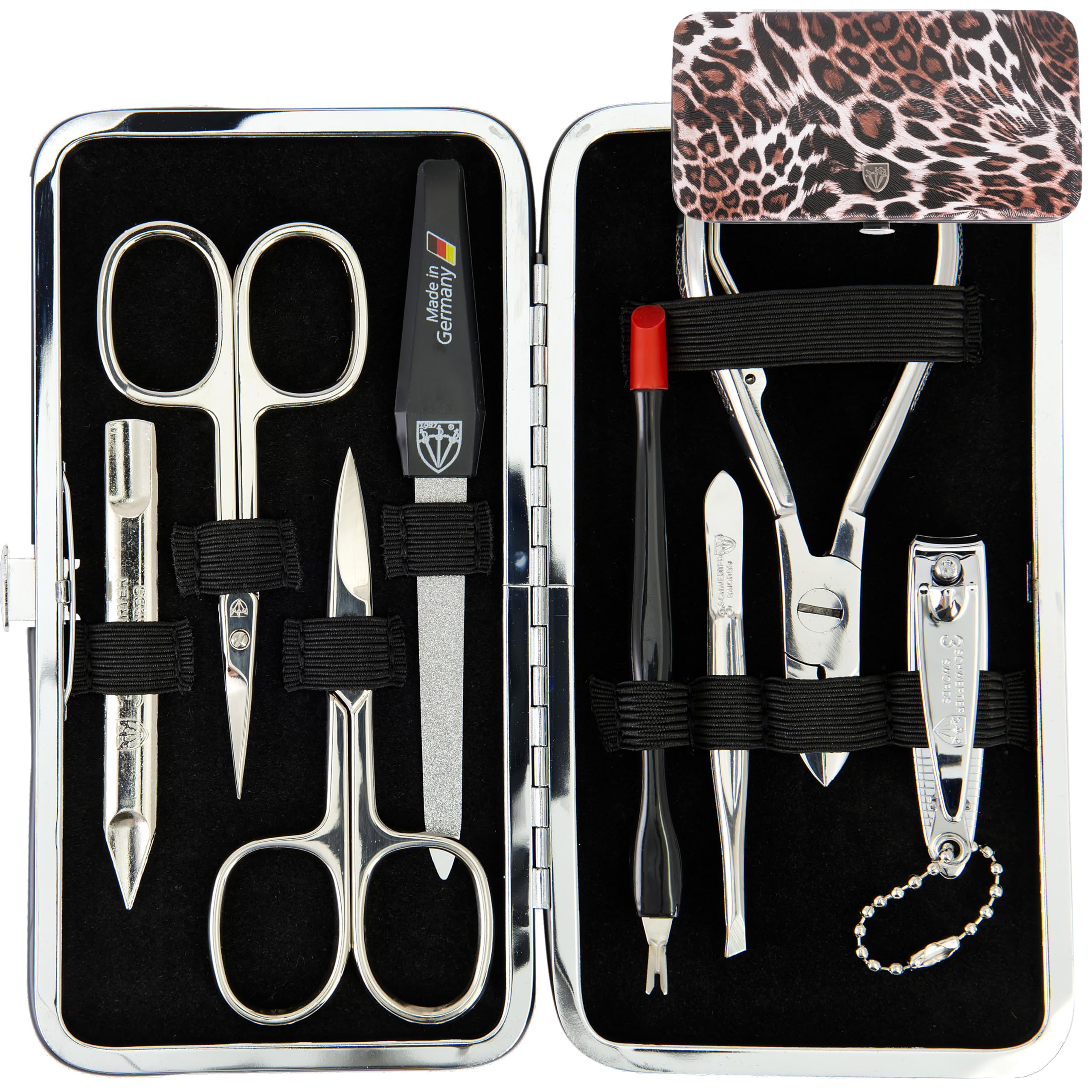 3 Swords Germany - brand quality 7 piece manicure pedicure grooming kit set for professional finger & toe nail care scissors clipper fashion leather case in gift box, Made by 3 Swords (6707)