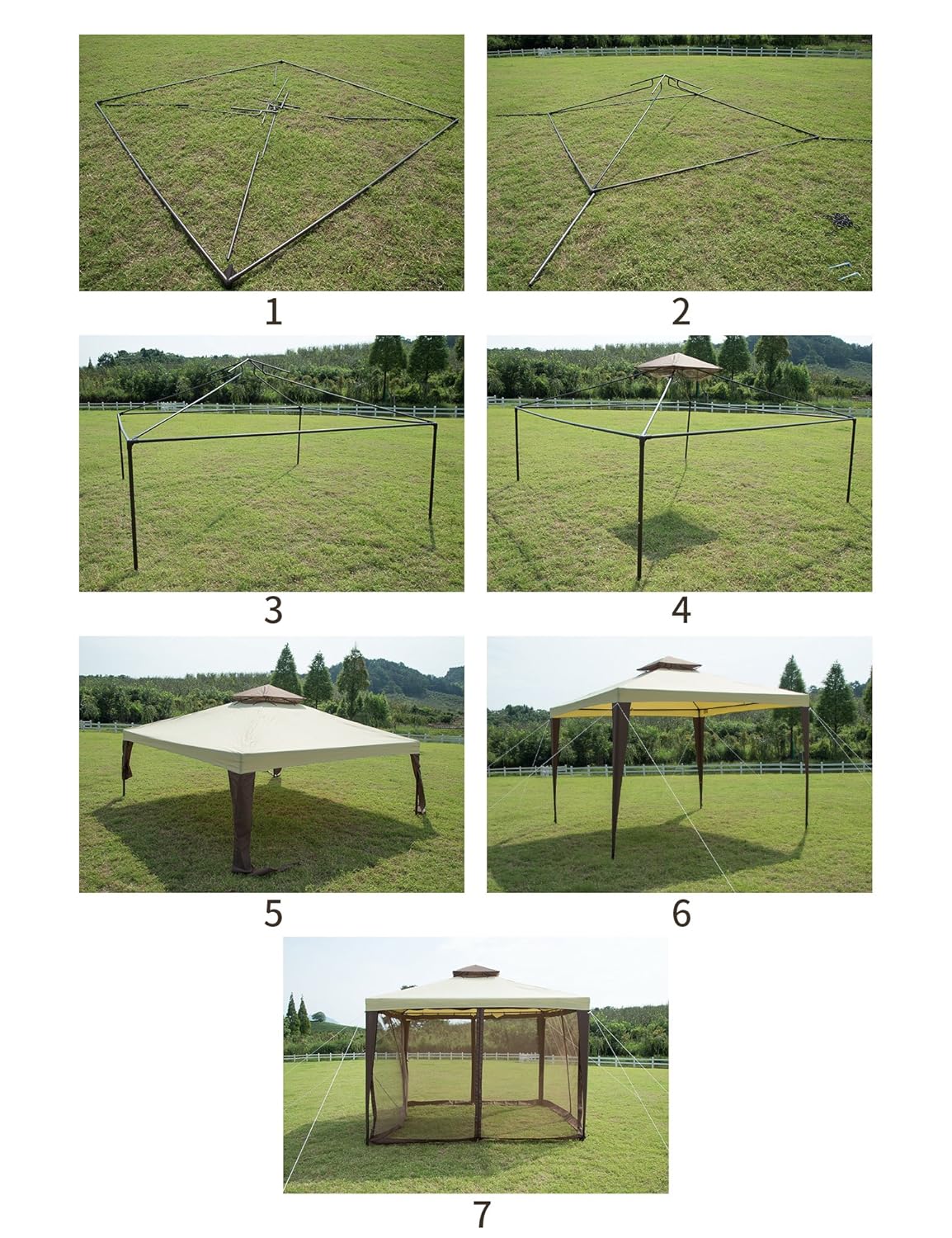 domi patio furniture on Gojooasis Outdoor Patio Gazebo 10x10 For Party 2 Tier Canopy Tent W Mesh Sidewalls 10x10 Beige Brown Patio Furniture Accessories Patio Lawn Garden