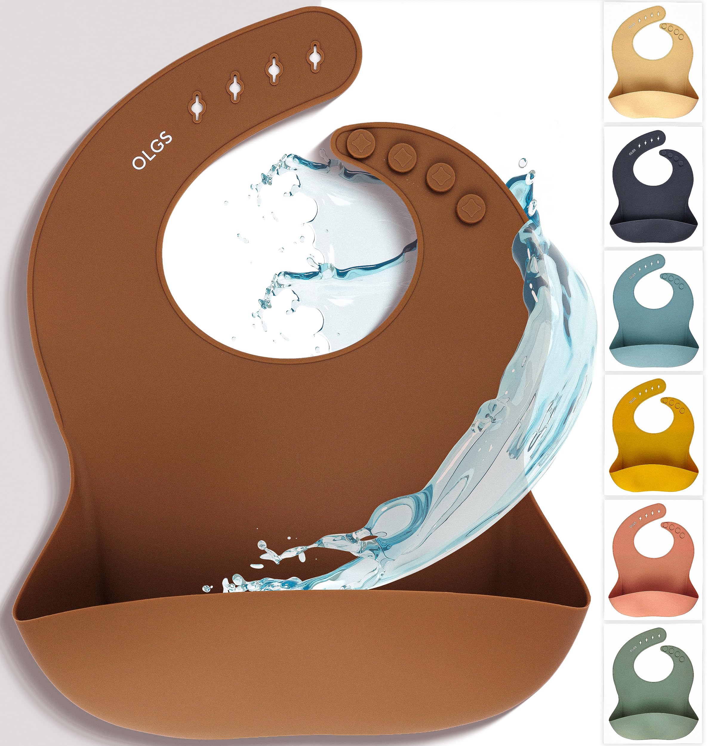 Silicone Baby Bib with Catch Tray | Silicone Bib in 7 Colours for Boy/Girl 29 x 23 cm | BPA , Waterproof, Washable & Easy to Clean