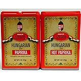 Pride of Szeged Hungarian Style Sweet Delicacy Paprika (4 oz) and Hot Paprika (4 oz)