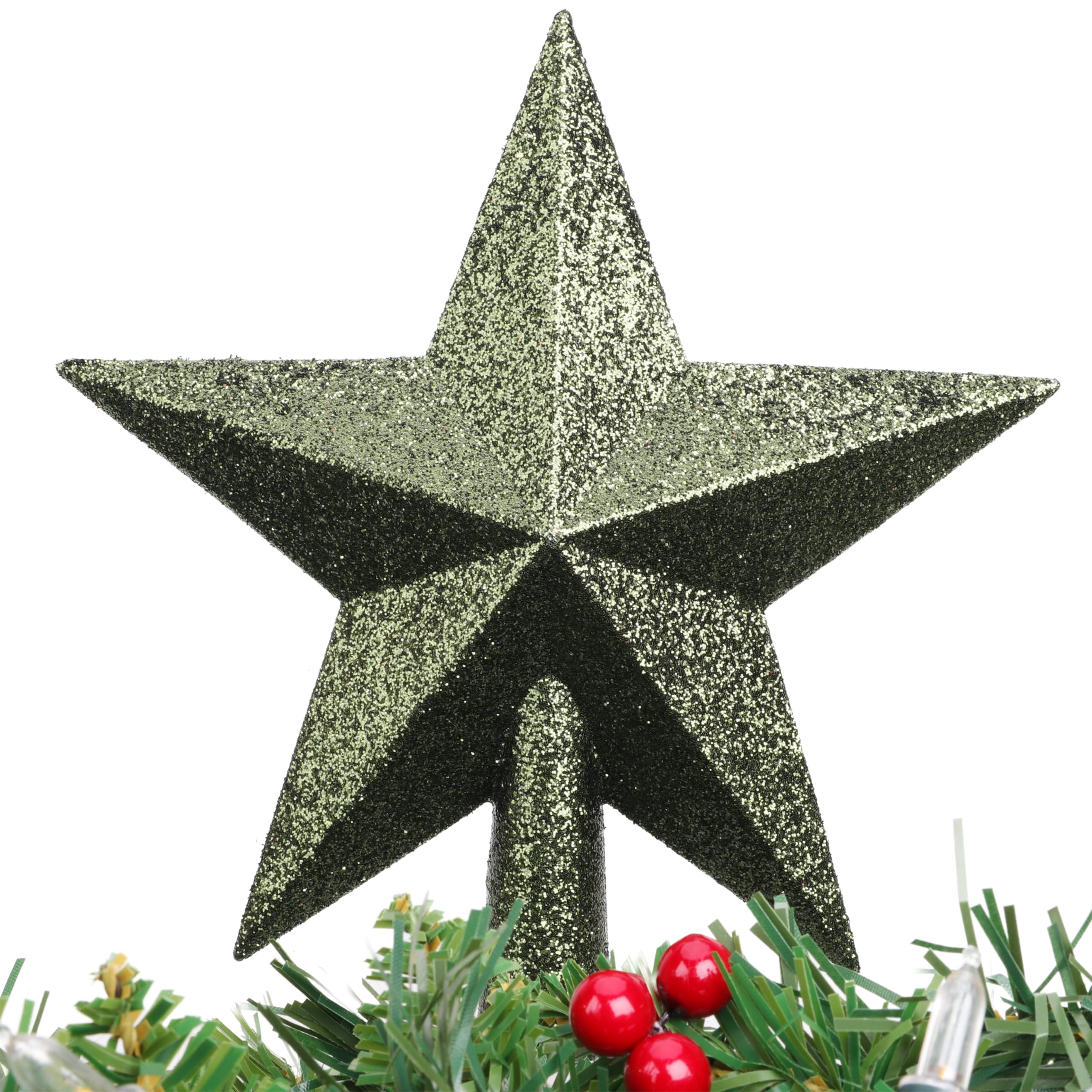 Christmas Concepts® 200mm (8") Glitter Tree Top Star Decoration – Christmas Tree Topper (Forrest Green) — image 1