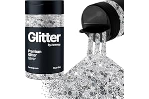 Silver Glitter Shaker 120g Multi Size Glitter | Metallic Flakes Sequins Sparkles for Resin, Epoxy, Paint, Crafts | Supplies f