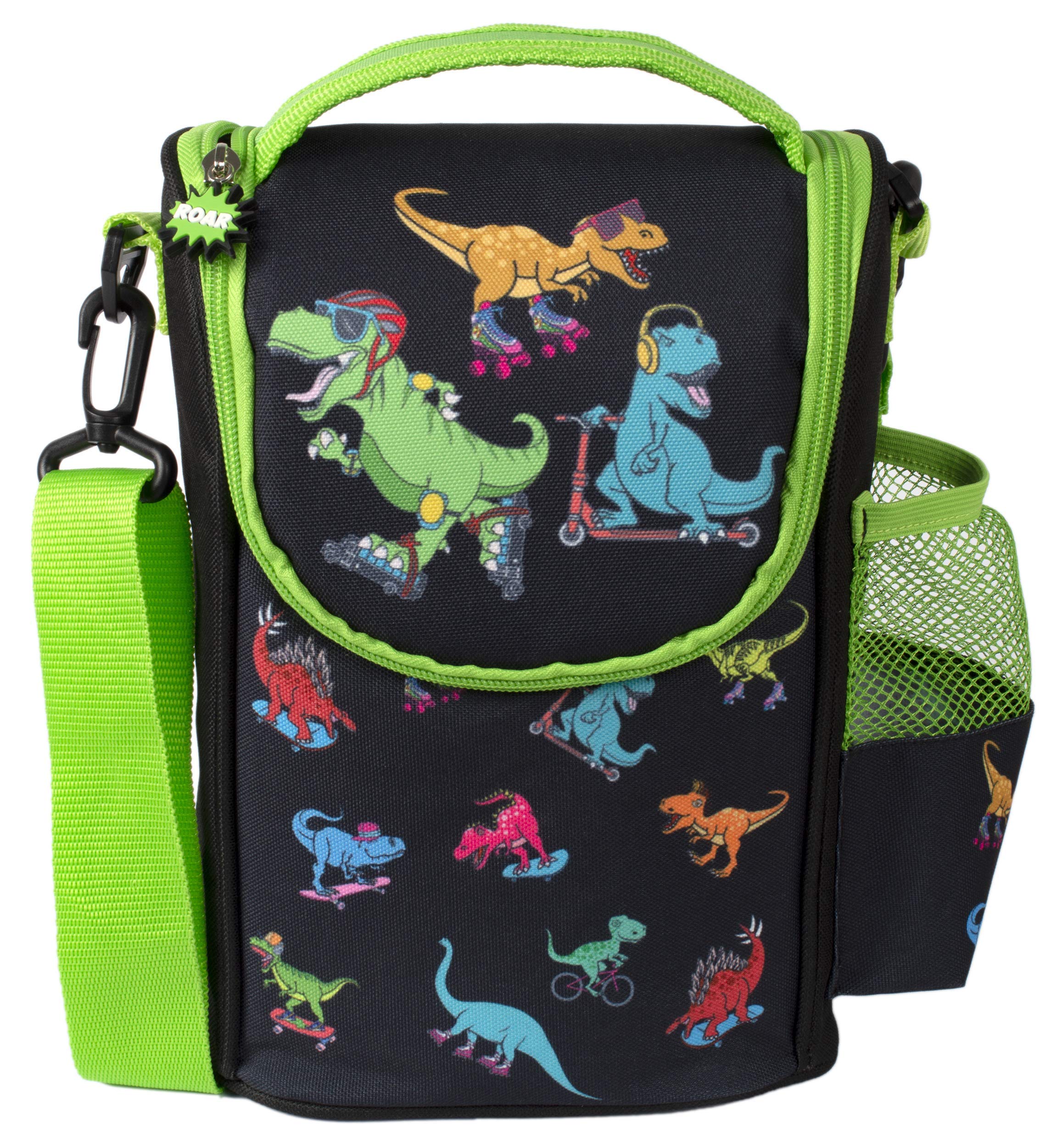 Fringoo - Large Capacity Kids Strap Lunch Bag | Small Cool Bag Kids Lunchbox | Perfect As School Lunch Bag for Boys - Dinosaur Skaters