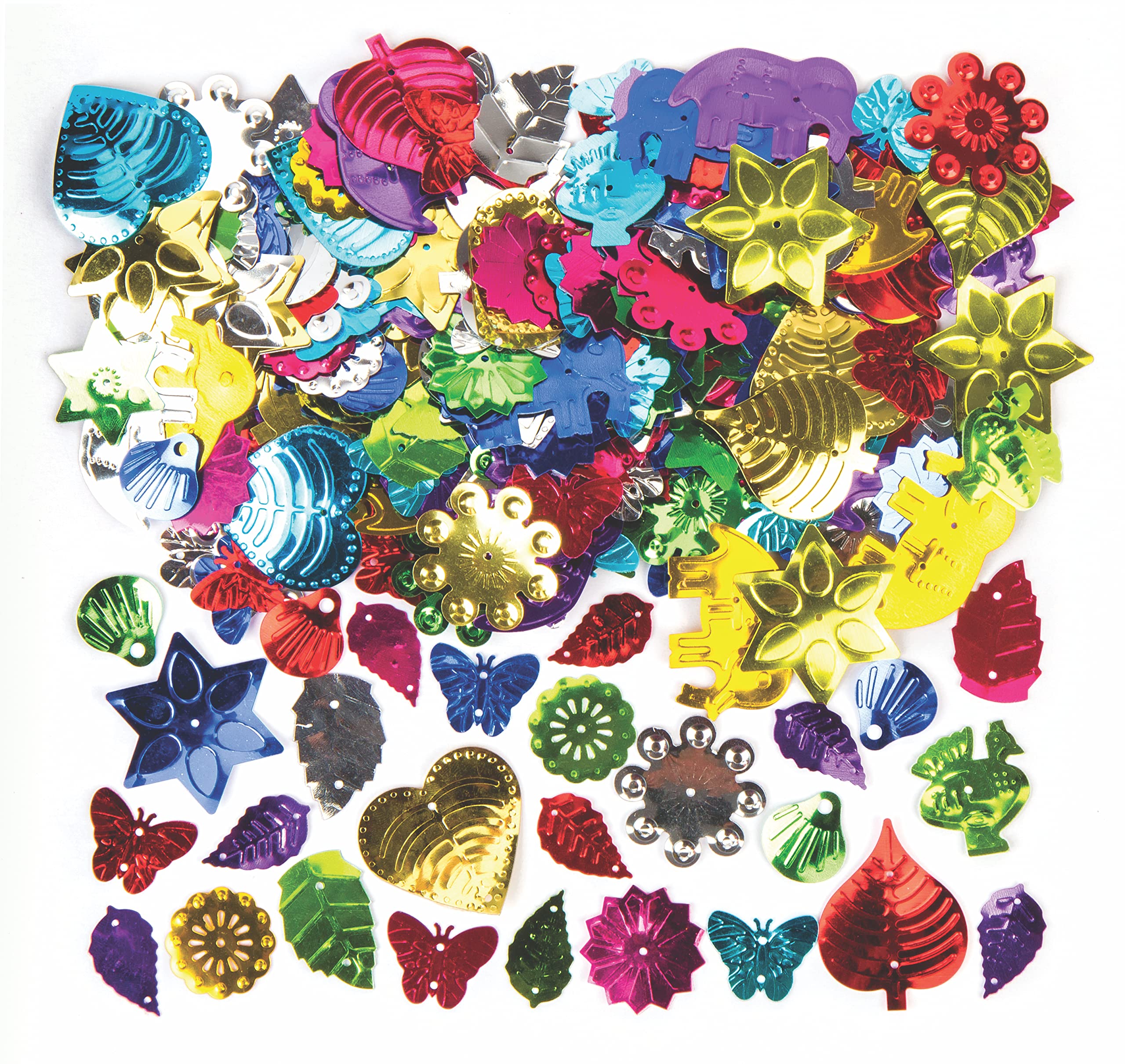 Baker Ross AV640 Jumbo Sequins, Mixed Sequins for Arts and Crafts, Assorted, Pack of 80g, Pieces