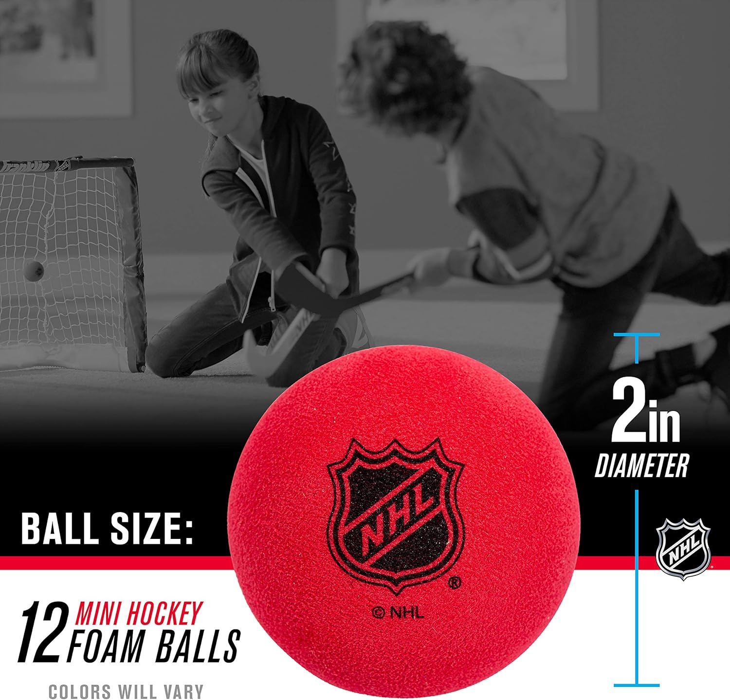 Franklin Sports Knee Hockey Balls - Indoor Mini Foam Hockey Balls for Kids - 12 Soft Foam Hockey Balls - Assorted Colors - Drawstring Bag: Sports & Outdoors