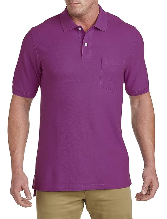 Buy Harbor Bay by DXL Big and Tall Pocket Piqu233; Polo Shirt, Plum