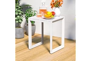 RICNOD Outdoor Side Table, Aluminum Patio End Table, Patio Coffee Bistro Table, Small Square Table, White