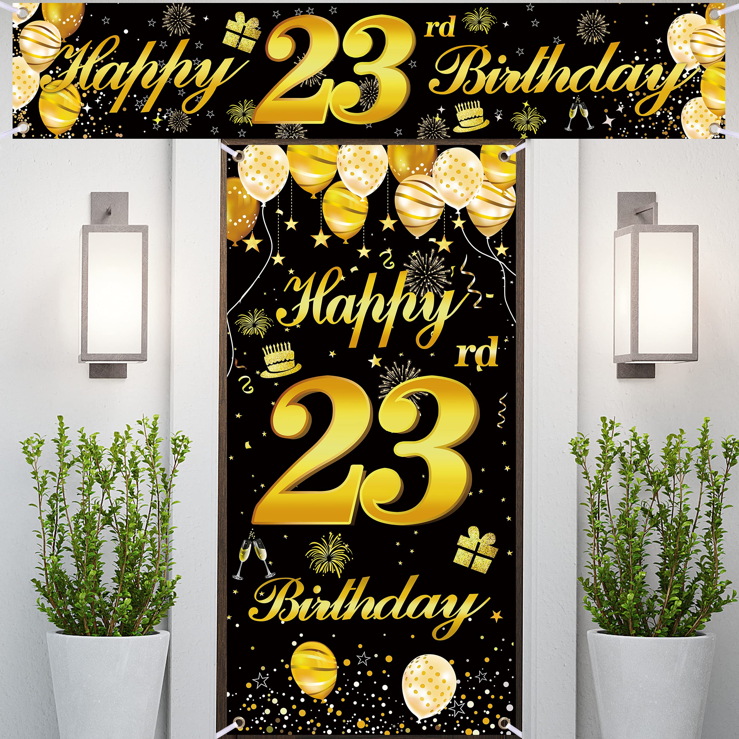 23rd Happy Birthday Door Banner IMISI Birthday Decorations Birthday Backdrop Decorations for a Party