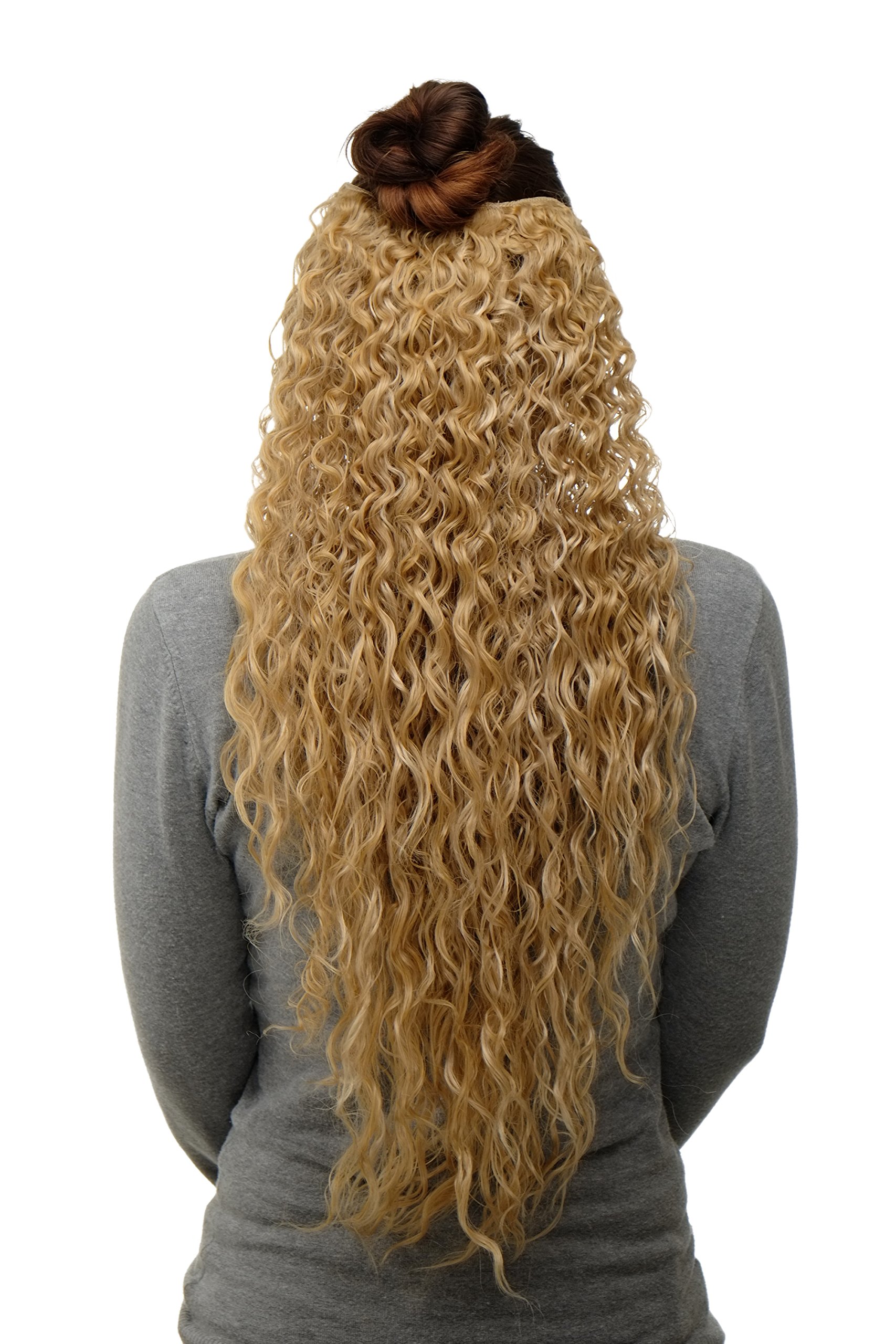 WIG ME UP H9311-611B Hairpiece half wig Clip-In Extension very long stringy crimpy curls curly shiny oily wet-look volume bright mixed blond 26inch