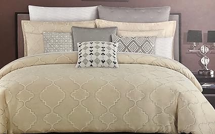Tahari Home 5 Piece King Comforter Set Golden Beige Tan