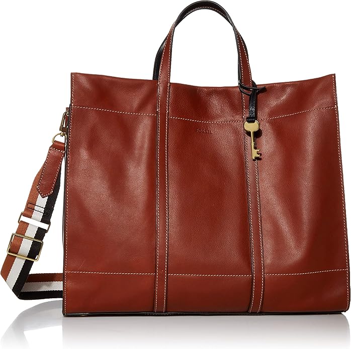 Fossil Women's Carmen Leather Tote Handbag, Brown Amazon.ca Clothing