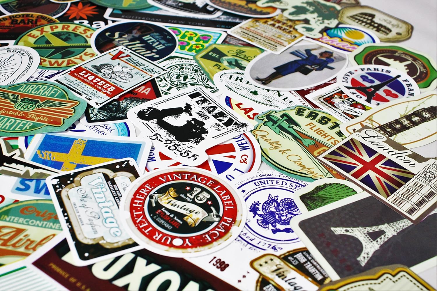Amazon 大人気 ヴィンテージ 風 トラベルステッカー シール 安心 防水加工 シール ステッカー おもちゃ