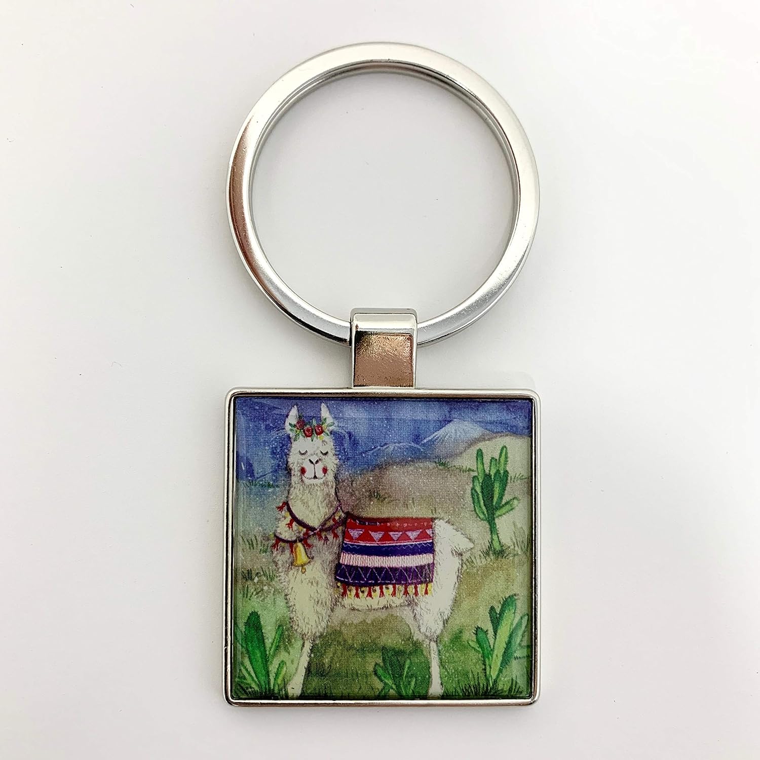 Alex Clark Llama Keyring, White, 7.5cm x 3.5cm