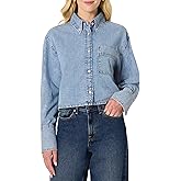 Amazon Essentials (Demi's Pick) Women's Modern Oversized-Fit Cropped Denim Button-Down Shirt