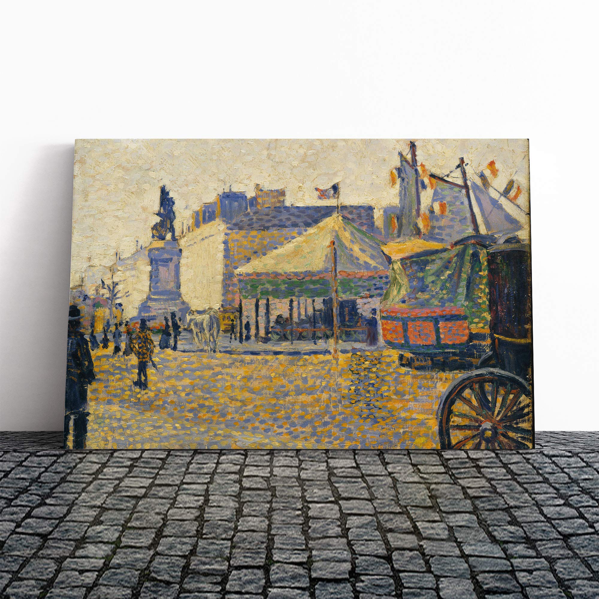 Paul Signac Place Clichy Canvas Print | Gallery Wrapped 30mm Frame Wall Art | 20x14 inches | Ready to Hang | Modern Picture | Living Room Bedroom Lounge Office