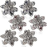 6 Pieces Metal Crystal Rhinestone Hair Claw Nonslip Clips Exquisite Flower Barrette Vintage Metal Rhinestone Hair Clips Hair Clamp Accessories for Women, 3 Colors