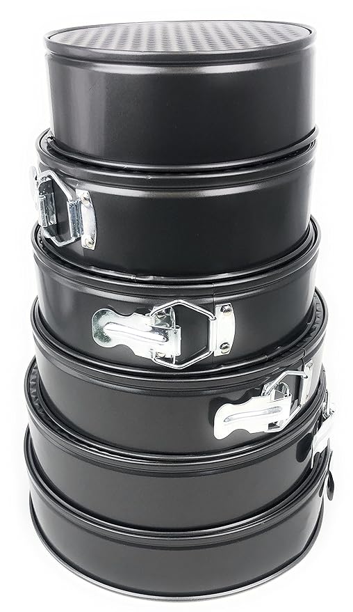 antihaftbeschichtet Springform Set Sechs Größen 18 cm, 20 cm, 22 cm, 24 cm, 26 cm 28 cm Durchmesser & 7,5 cm tief (6 's Round Formen)
