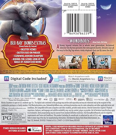 Amazon Com Dumbo Blu Ray Colin Farrell Michael Keaton Danny Devito Eva Green Alan Arkin Nico Parker Finley Hobbins Roshan Seth Lars Eidinger Deobia Oparei Joseph Gatt Miguel Mua Oz Segura Zenaida Alcalde Alcalde Douglas