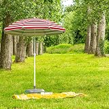 Harbour Housewares Red Striped Beach Parasol UPF50+ 1.74m Diameter 1.93m High view 2