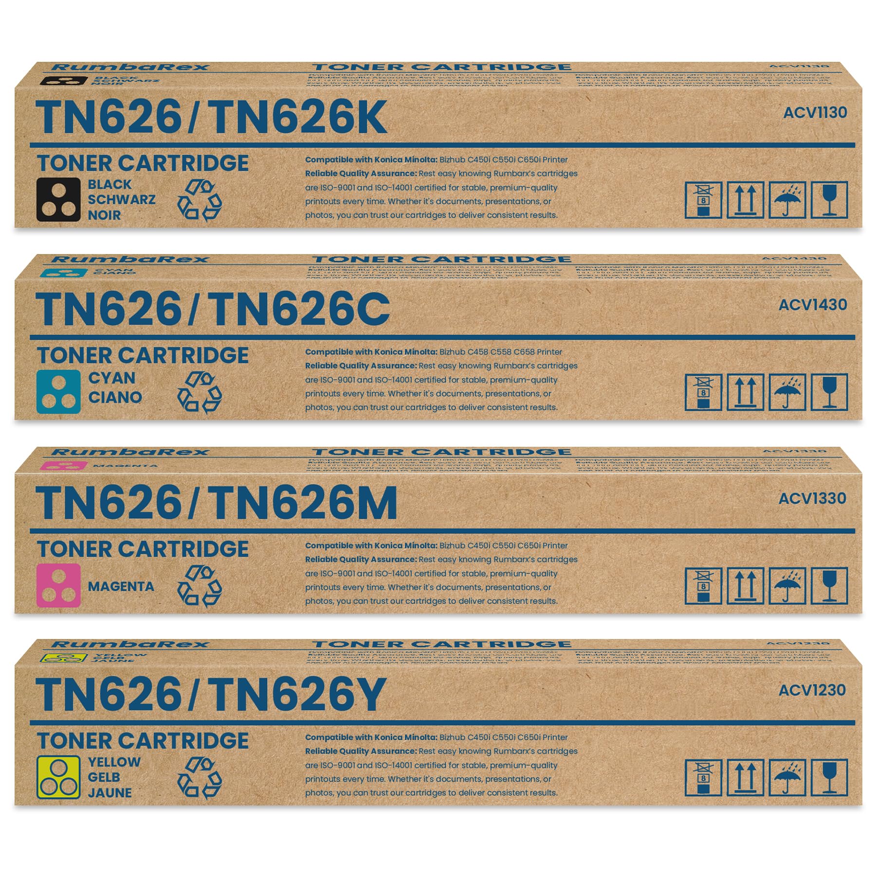 Photo 1 of *UNTESTED*
RumbaRex TN626 Toner Cartridge 4-Pack TN626K TN626C TN626M TN626Y ACV1130 ACV1430 ACV1330 ACV1230 Replacement for Konica Minolta TN626 Toner Cartridge for Bizhub C450i C550i C650i Printer Ink