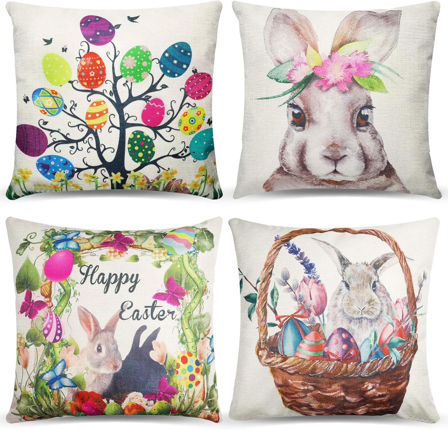 HAOPINSH Easter Pillow Covers, Easter Decorations Set Throw Pillow